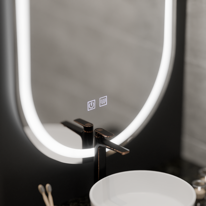 Oglinda LED Ovala, 50x100cm, Velara Touch, Sistem Dezaburire, Dimabila