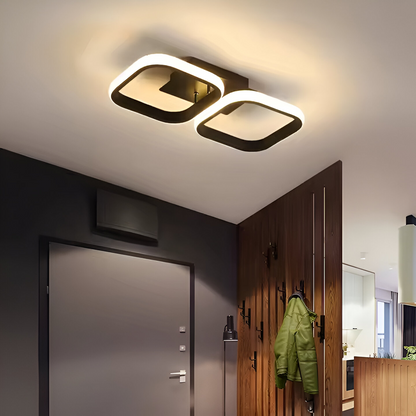 Lustra LED VERTEX Grid Patrate Paralele, 33W, 2 Patrate Lumina Rece/Calda/Neutra, Negru