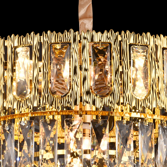 Candelabru Cristal BELVEDERE Nobile 5xE14, Diametru 40cm, Auriu Lucios, Inaltime Reglabila – culoare aurie, 40 cm – Rega