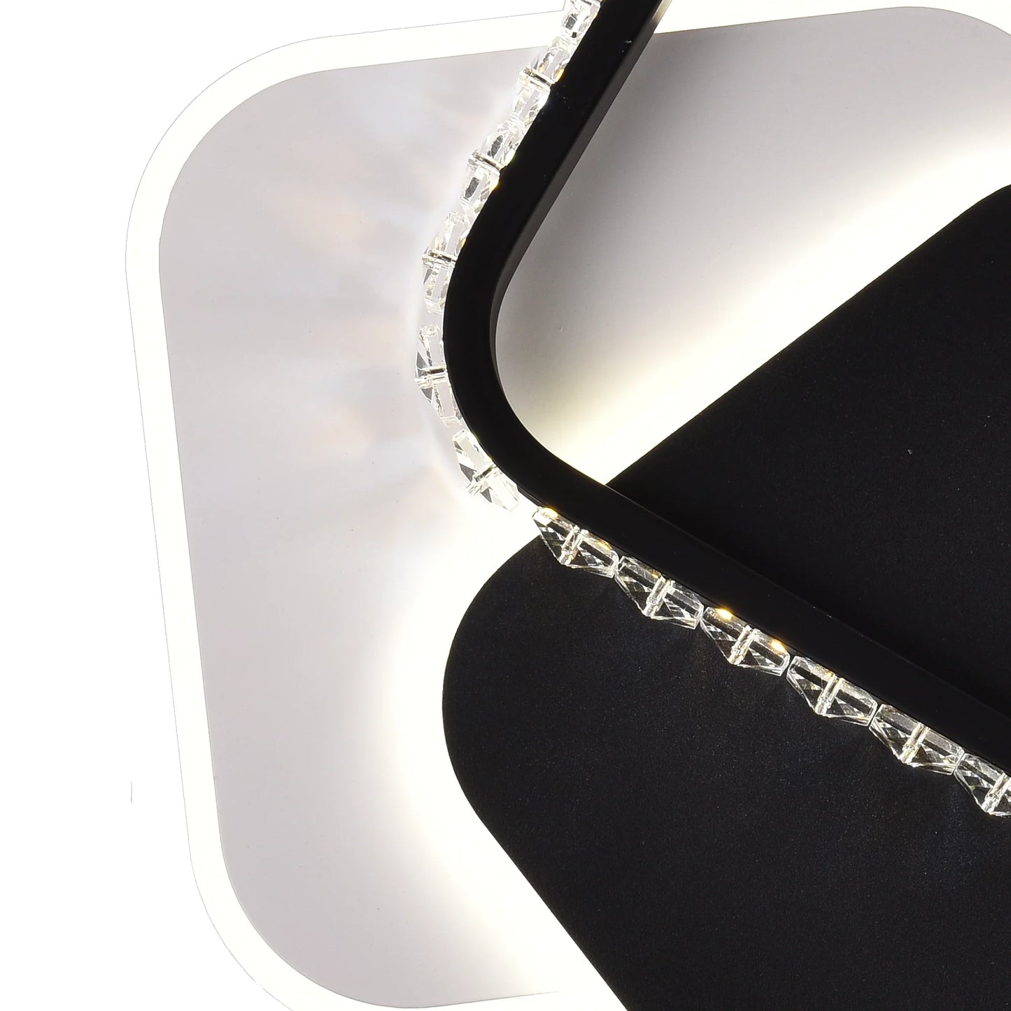 Lustra LED cu cristal PRISMIQ 39W, 3 Patrate, lumina Rece/Calda/Neutra, Negru