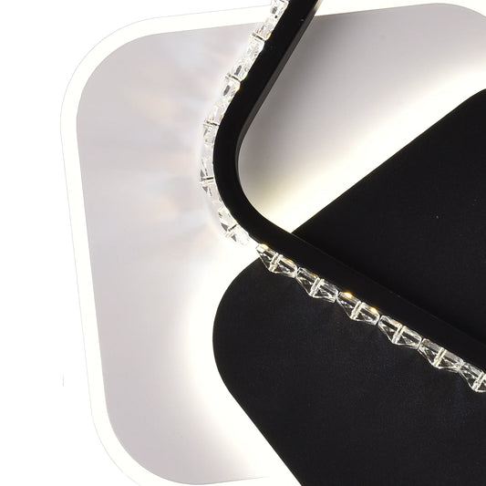 Lustra LED cu cristal PRISMIQ 39W, 3 Patrate, lumina Rece/Calda/Neutra, Negru