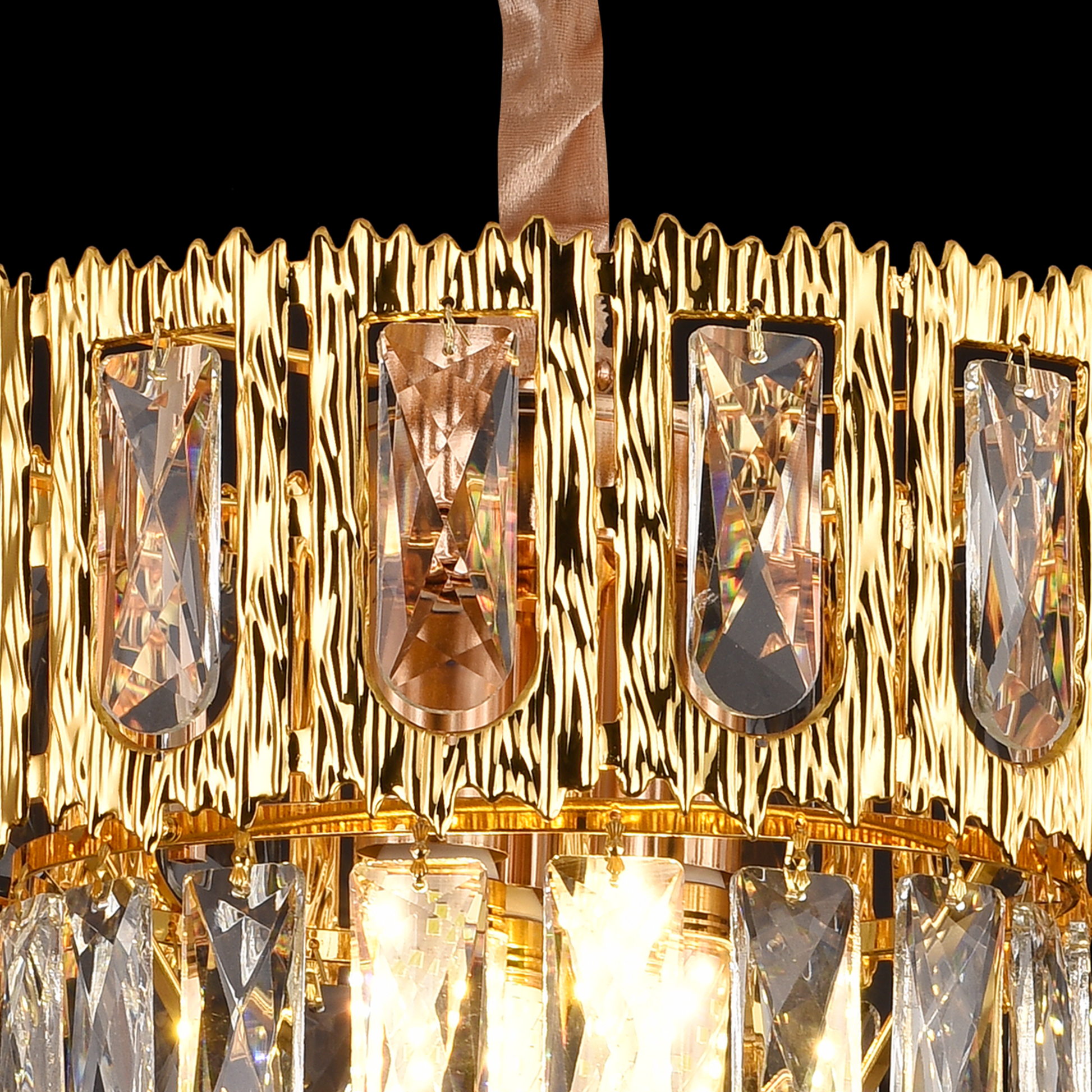 Candelabru Cristal BELVEDERE Petito 3xE14, Diametru 30cm, Auriu Lucios, Inaltime Reglabila – culoare aurie, 30 cm – Rega