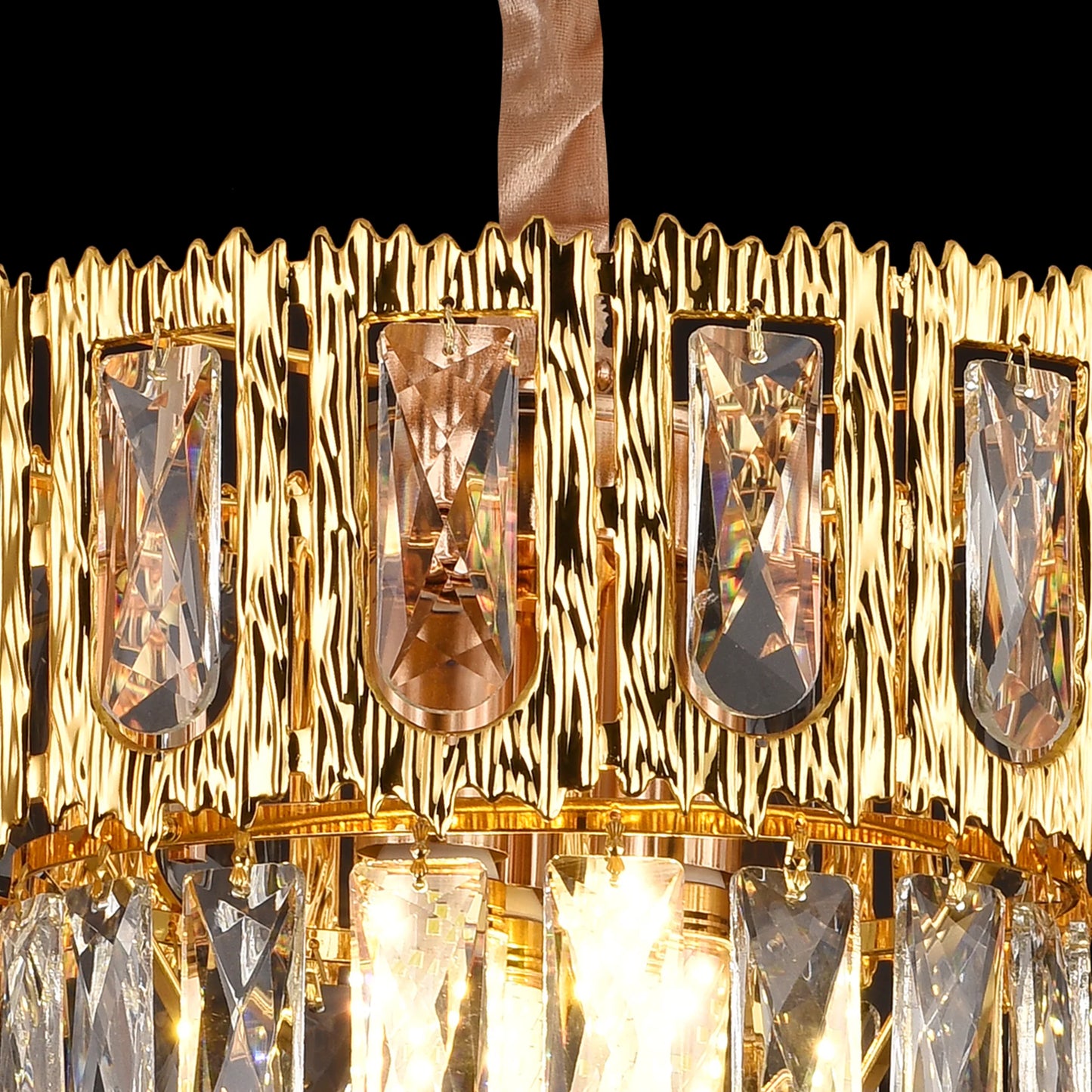 Candelabru Cristal BELVEDERE Petito 3xE14, Diametru 30cm, Auriu Lucios, Inaltime Reglabila