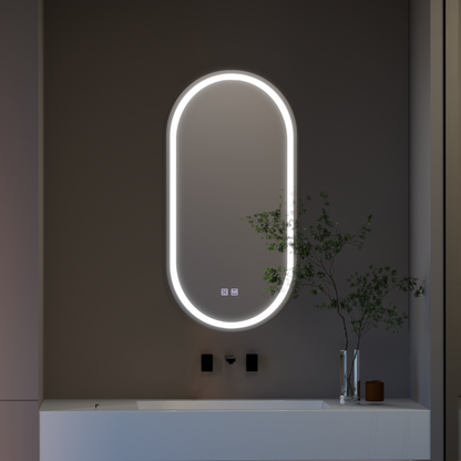 Oglinda LED Ovala, 50x100cm, Velara Touch, Sistem Dezaburire, Dimabila