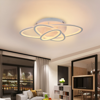 Lustra LED cu telecomanda GENTIANA, 75W, 3 Elipse, lumina Rece/Calda/Neutra, Dimabila, Alb