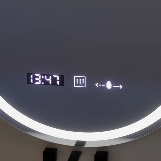 Oglinda LED Ovala 50x80 Eminence MotionGlow Marcello, Sistem Dezaburire, Termometru si Ceas, Dimabila