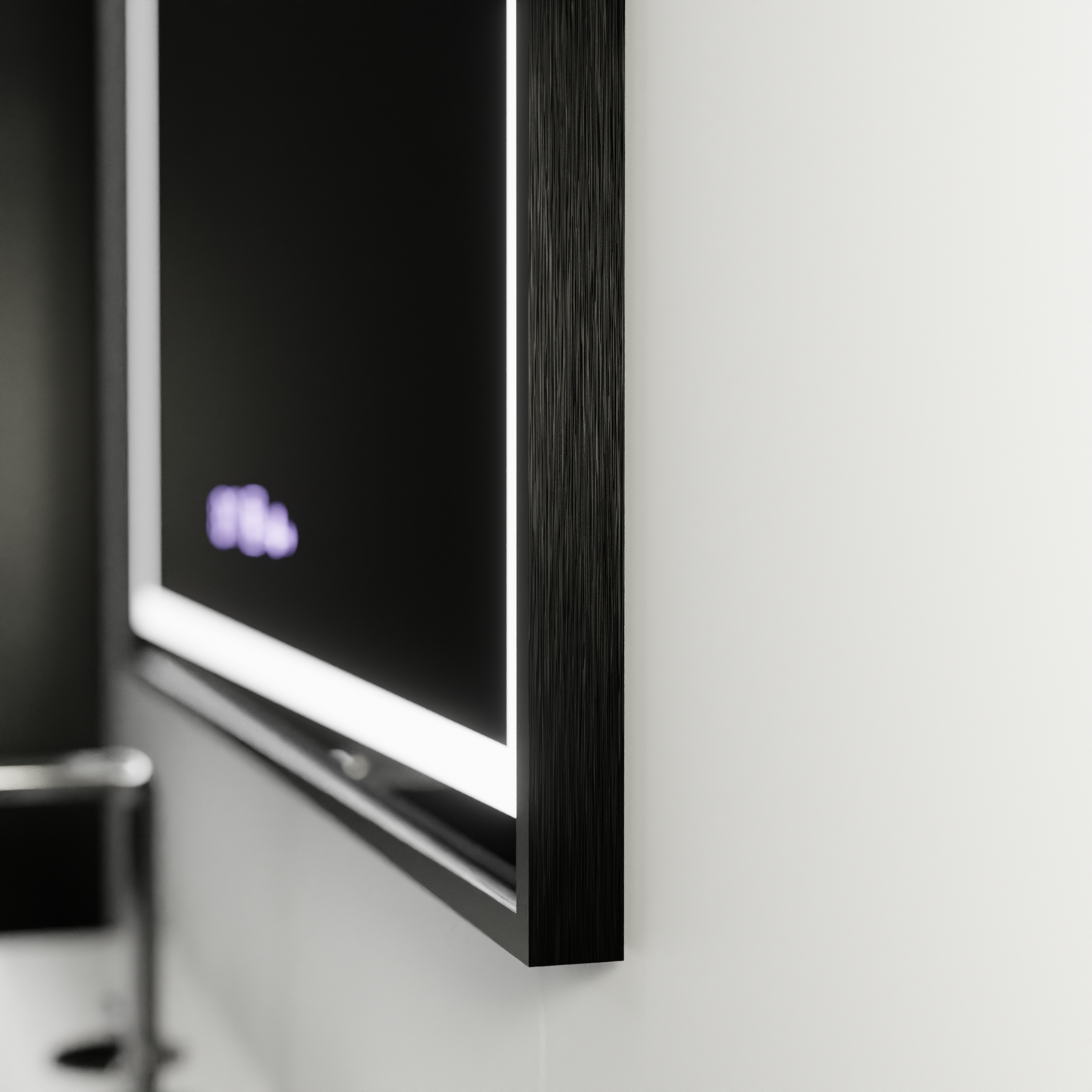 Oglinda LED Rectangulara 80x60 Verite Majeste Noir Motion Glow Marcello, Sistem Dezaburire, Termometru si Ceas, Dimabila