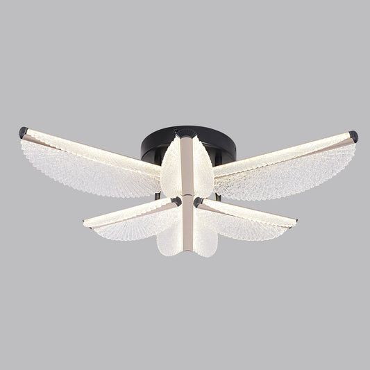 Lustra LED cu Telecomanda TULLIO 68W, 6 Petale, lumina Rece/Calda/Neutra, Dimabila, Negru