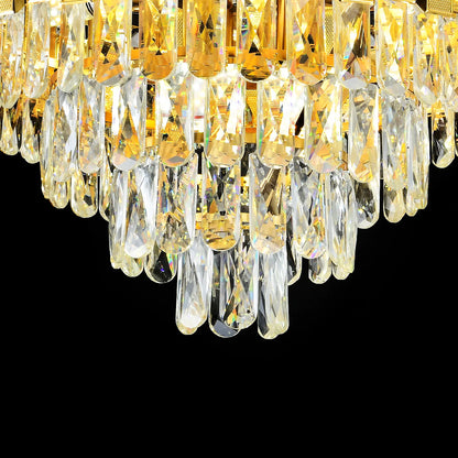 Candelabru Cristal BRAN Mango 8xE14, Diametru 60cm, Auriu Lucios, Inaltime Reglabila