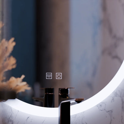 Oglinda LED Rotunda, 60cm, Noxia Touch, Sistem Dezaburire, Dimabila