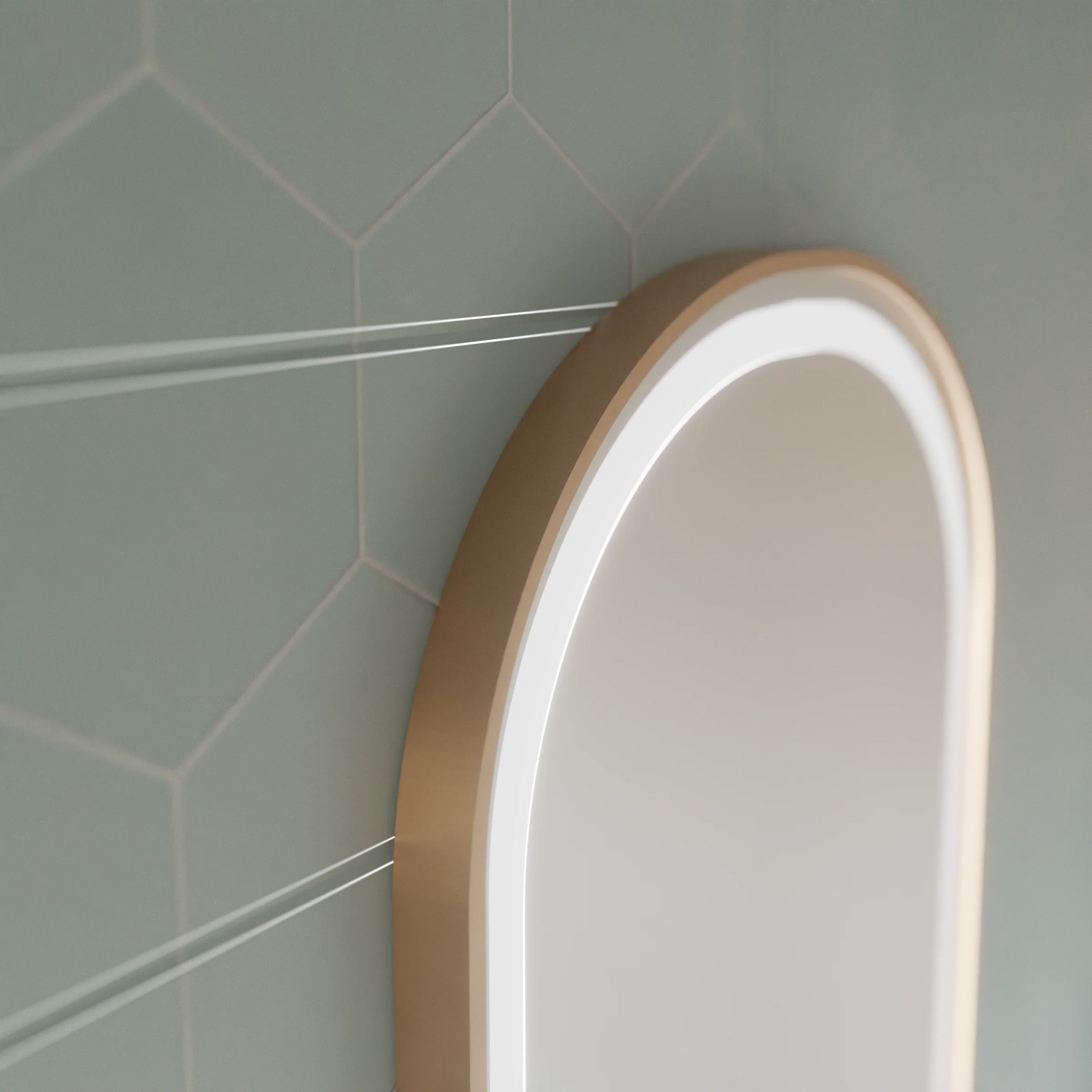 Oglinda LED Touch Siegfried Sistem Dezaburire, Ceas si Temperatura, 45x90cm, Rama Auriu Brushed, Lumina Calda Neutra Rece 3000K/4000K/6000K