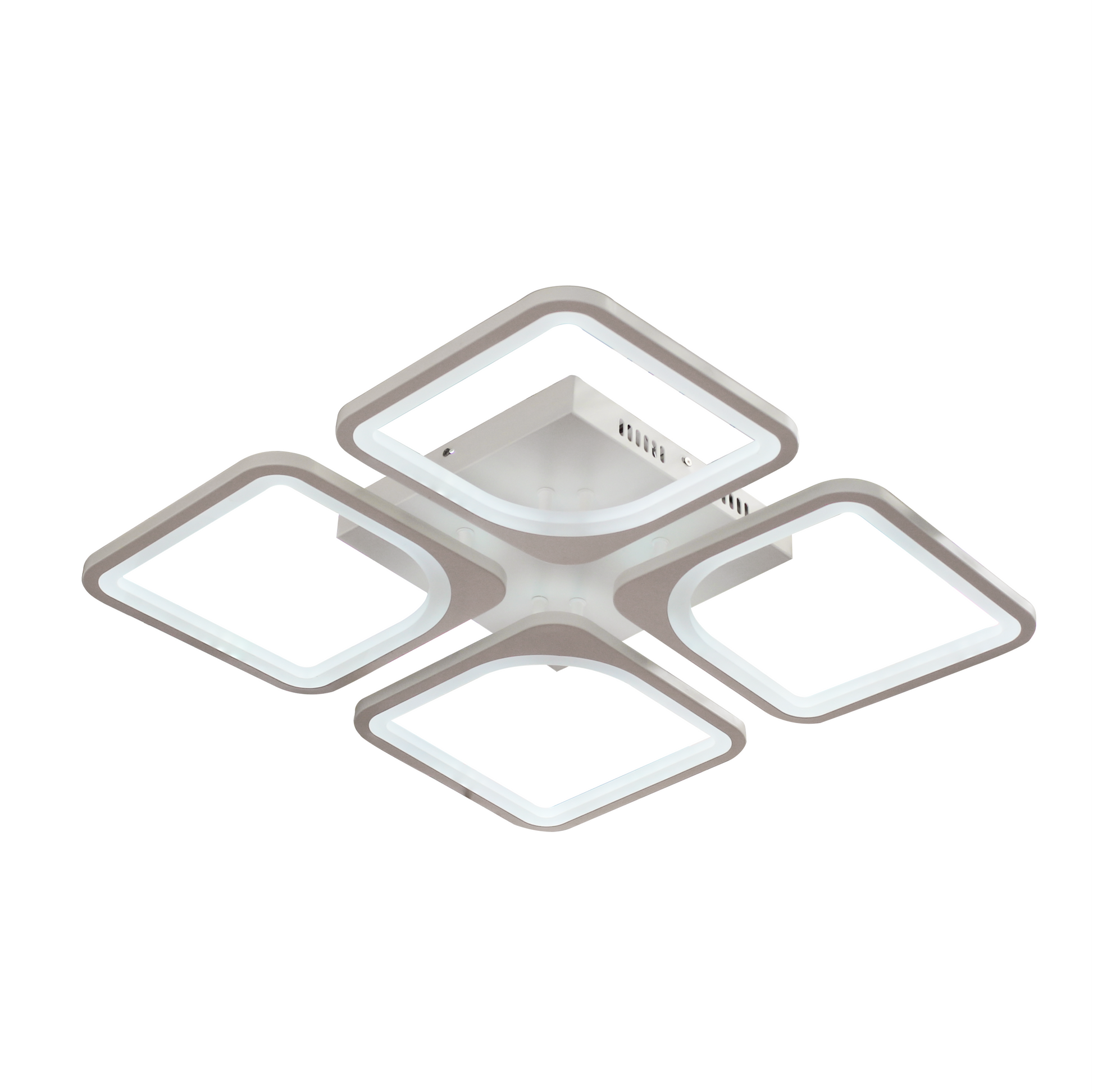 Lustra LED cu Telecomanda, ZOE, 4 Patrate, 52W, Lumina Rece/Calda/Neutra, Dimabila, Alb