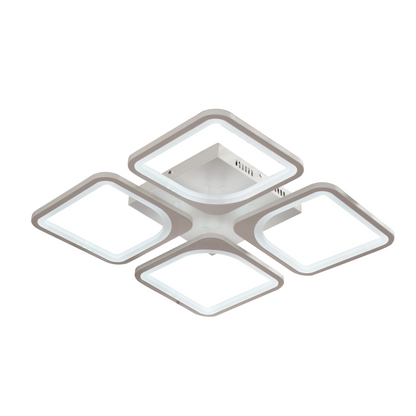 Lustra LED cu Telecomanda, ZOE, 4 Patrate, 52W, Lumina Rece/Calda/Neutra, Dimabila, Alb