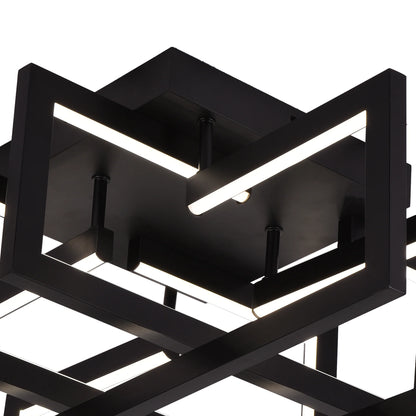 Lustra LED cu telecomanda 98W, 4 Elemente, lumina Rece/Calda/Neutra, Dimabila, Negru