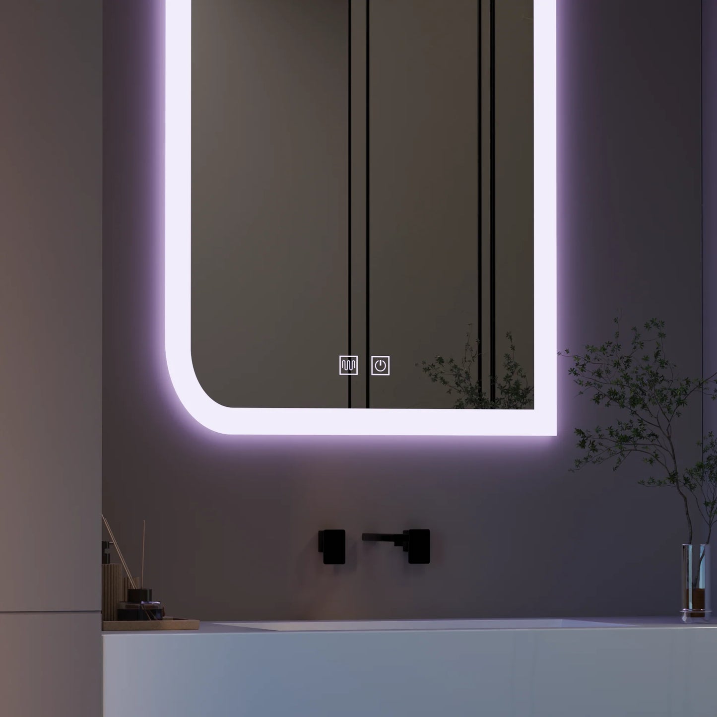 Oglinda LED CLARIVO Dreptunghiulara, 60X80cm, Touch, Sistem Dezaburire