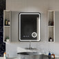 Oglinda LED Touch Ulrich Sistem Dezaburire, Ceas si Temperatura 60x80 cm Rama Negru Brushed Lupa Cosmetica