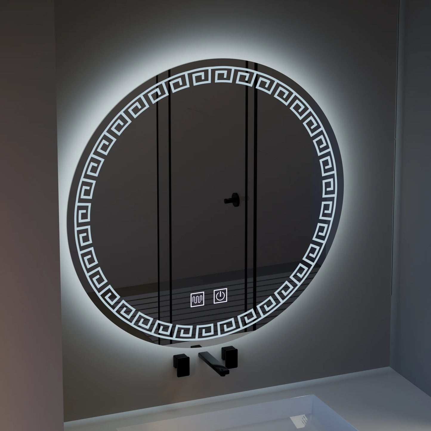 Oglinda LED Rotunda, 70cm, Orhina Touch, Sistem Dezaburire, Dimabila
