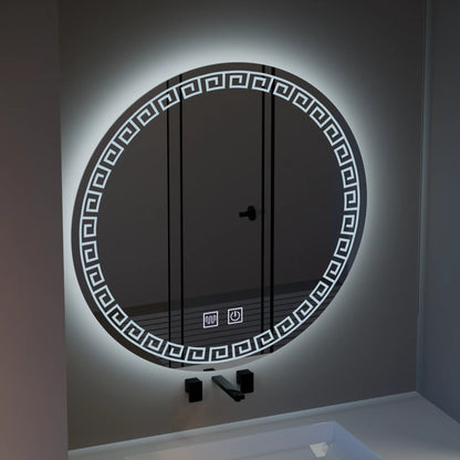 Oglinda LED Rotunda, 70cm, Orhina Touch, Sistem Dezaburire, Dimabila