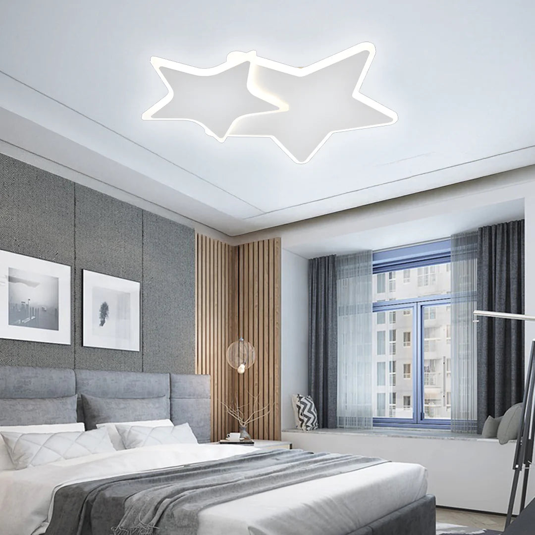 Lustra LED cu telecomanda 41W, Stele, lumina Rece/Calda/Neutra, Dimabila, Alb