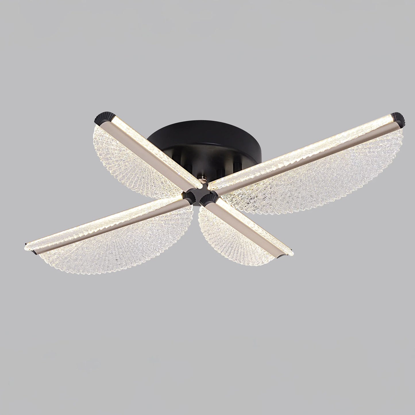 Lustra LED cu Telecomanda TULLIO 45W, 4 Petale, lumina Rece/Calda/Neutra, Dimabila, Negru