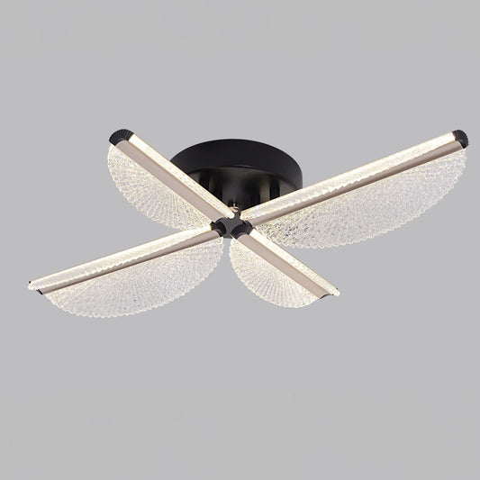 Lustra LED cu Telecomanda TULLIO 45W, 4 Petale, lumina Rece/Calda/Neutra, Dimabila, Negru