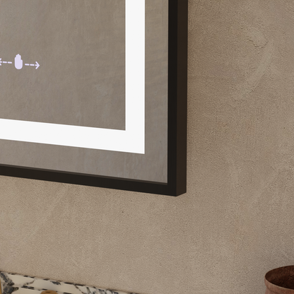 Oglinda LED Rectangulara 60x80 Verite Majeste Noir Motion Glow Marcello, Sistem Dezaburire, Termometru si Ceas, Dimabila