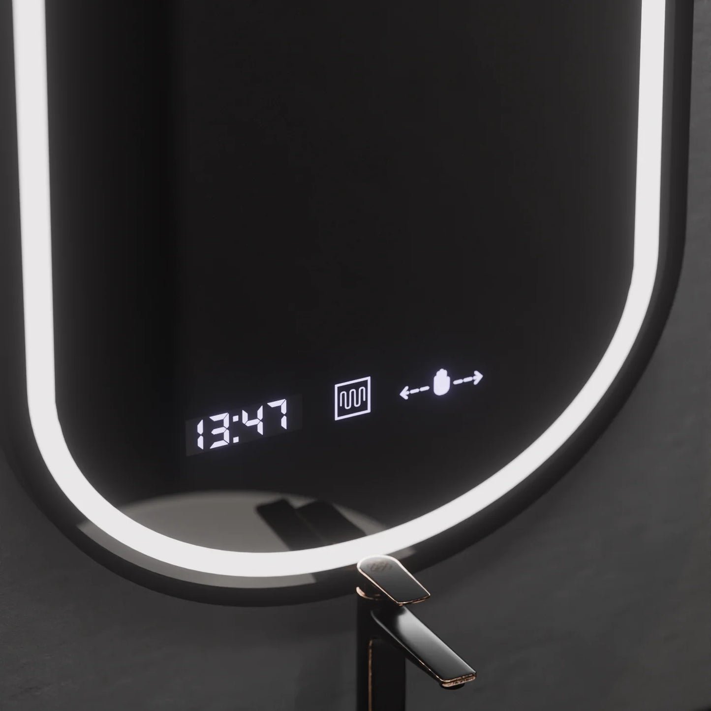Oglinda LED Ovala, 50x90cm, Alessia MotionGlow Marcello, Sistem Dezaburire, Ceas & Termometru, Dimabila