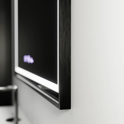Oglinda LED Rectangulara 100x80 Verite Majeste Noir MotionGlow Marcello, Sistem Dezaburire, Termometru si Ceas, Dimabila
