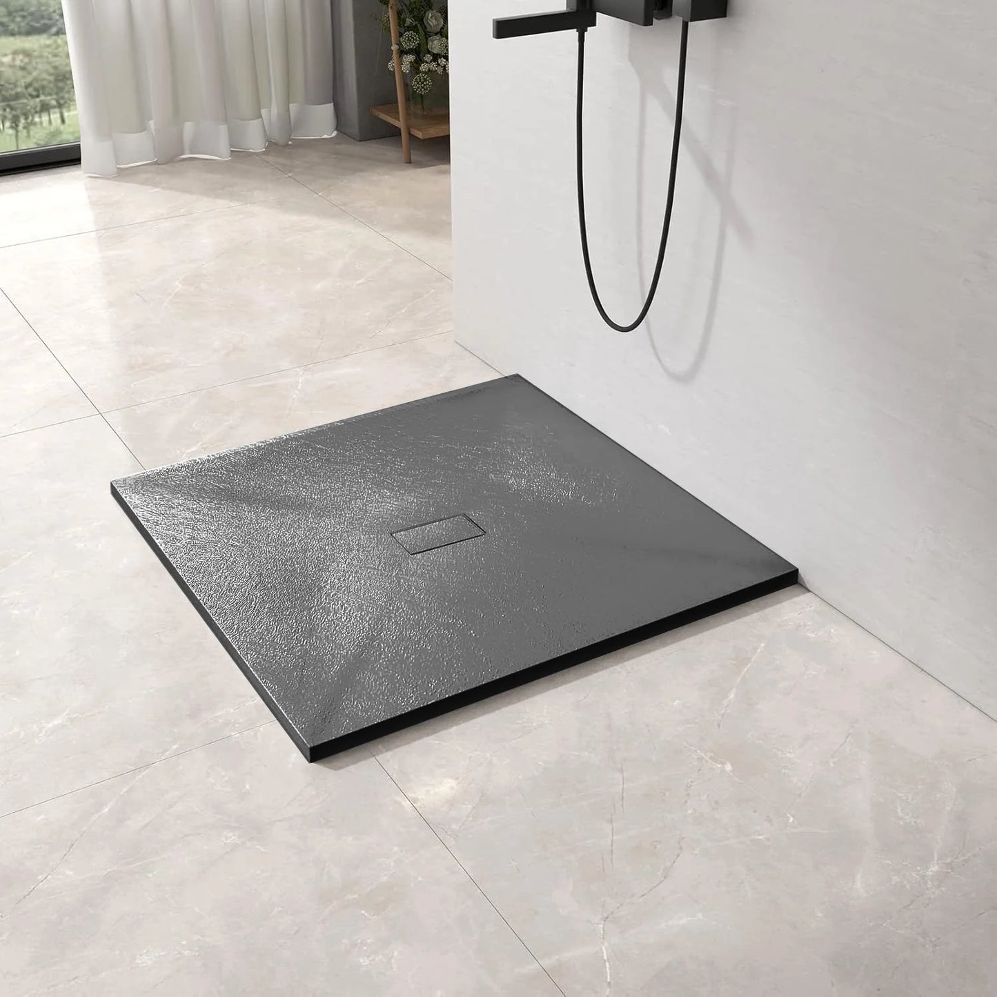 Cadita de dus patrata 90x90 cm, slim 3 cm, gri inchis