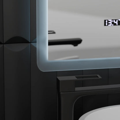 Oglinda LED Rectangulara, 50x70cm, ELANCEE Senzor MotionGlow Marcello, Sistem Dezaburire, Ceas & Termometru, Dimabila