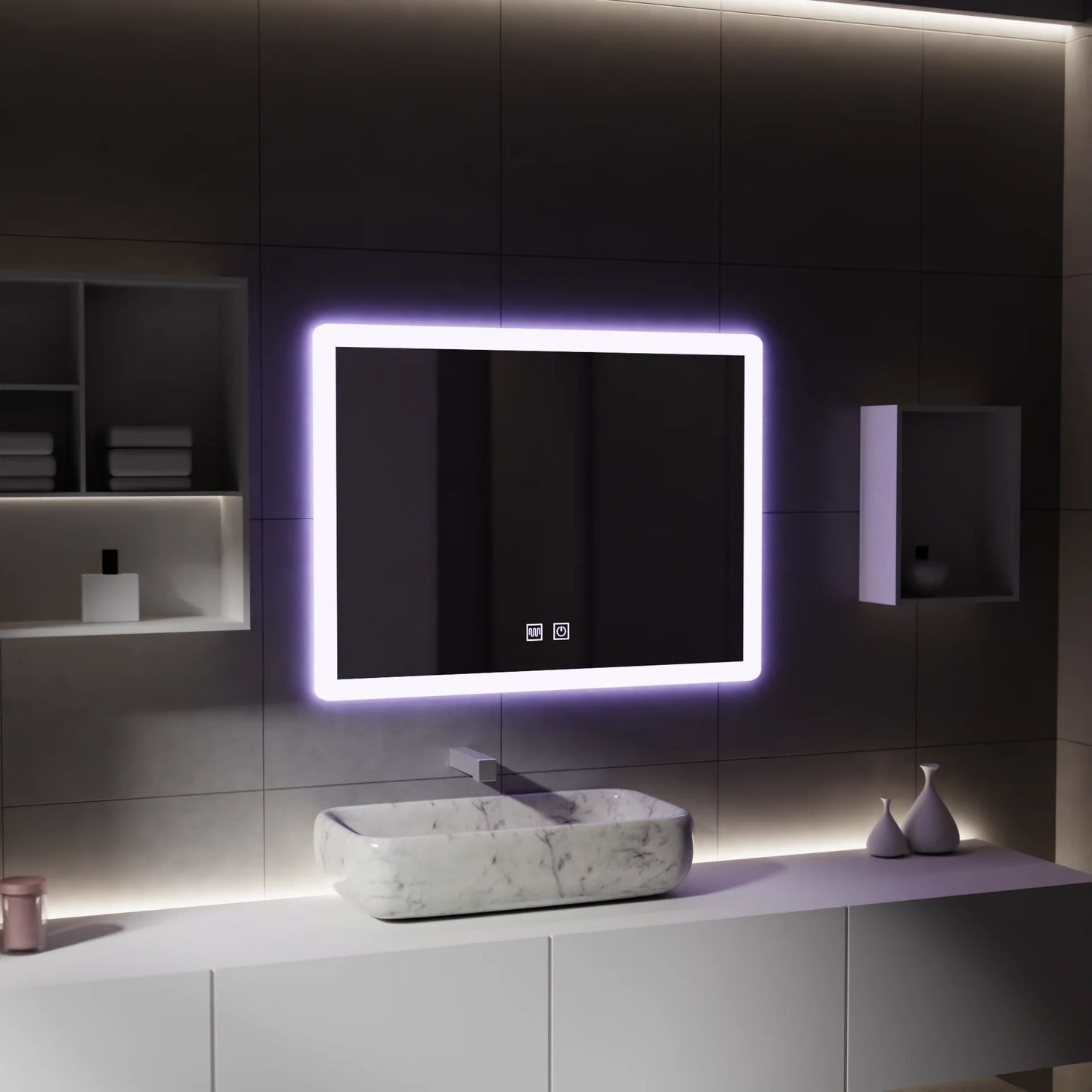 Oglinda LED Rentagulara, 80x60cm, Touch VENERA , Sistem Dezaburire,Dimabila