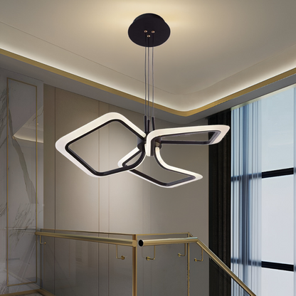 Lustra LED suspendata cu Telecomanda RIMINI 51W, 3 Patrate, lumina Rece/Calda/Neutra, Dimabila, Negru