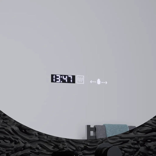 Oglinda LED Rotunda, 60cm, Serenite MotionGlow Marcello, Sistem Dezaburire, Ceas & Termometru, Dimabila – oglindă LED, 6