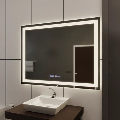 Oglinda LED Rectangulara 100x75cm Verite MotionGlow Marcello, Sistem Dezaburire, Termometru si Ceas, Dimabila