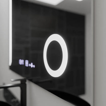 Oglinda LED Rectangulara 100x80 Precision MotionGlow Marcello, Lupa Cosmetica, Sistem Dezaburire, Termometru si Ceas, Dimabila