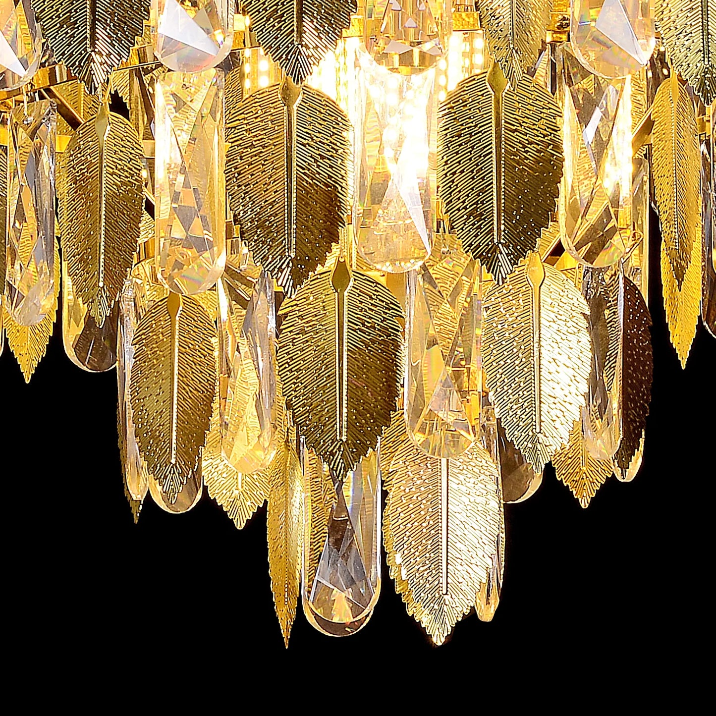 Candelabru Cristal CC8052/500GD 6x E14, Diametru 40cm, Auriu Lucios, Inaltime Reglabil