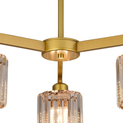 Lustra Clasica Moderna LC110/3GD cu Cristal, 3x E27, Auriu, Metal si Cristal