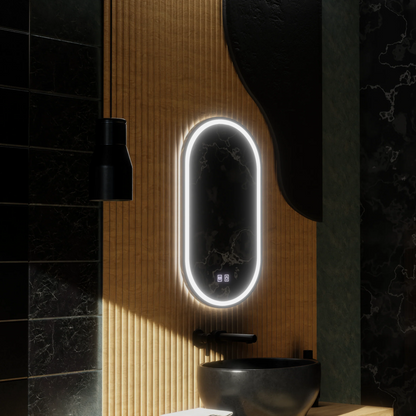 Oglinda LED Ovala, 45x65cm, Velara Touch, Sistem Dezaburire, Dimabila
