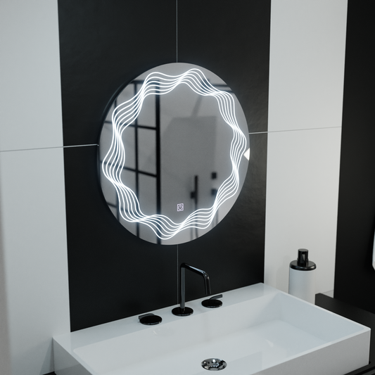 Oglinda LED Rotunda 60cm Flusso Touch Sistem Dezaburire Dimabila