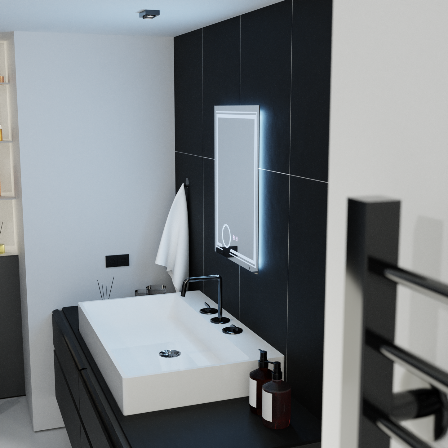 Oglinda LED Rectangulara, 60x80cm, CANTO Touch, Sistem Dezaburire, Dimabila