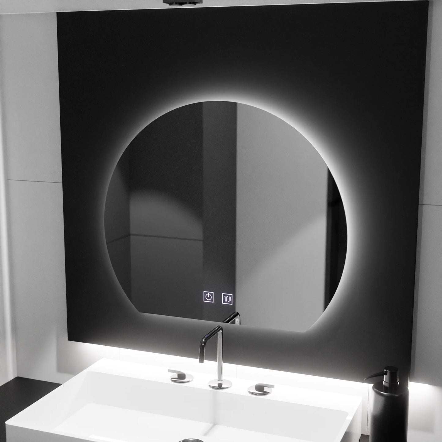 Oglinda LED Semiluna, 60x54, Soluna Touch, Sistem Dezaburire, Dimabila