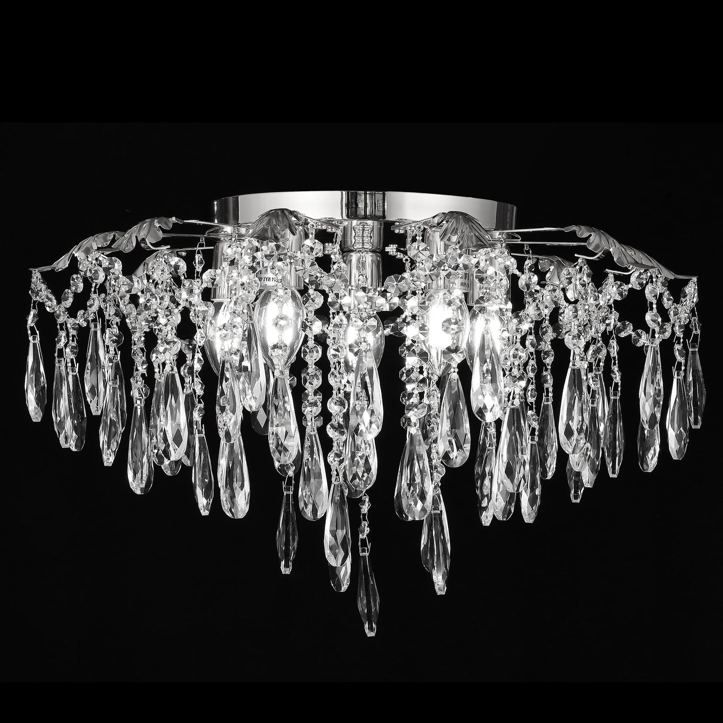 Candelabru Cristal CC9221/5CH, 5x E14, Diametru 48cm, Crom Lucios