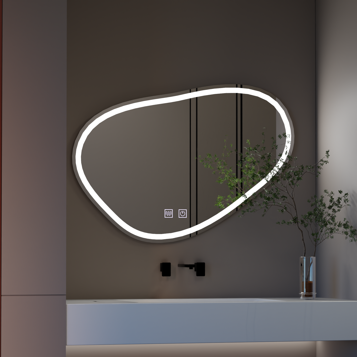 Oglinda LED Touch Quassare, Sistem Dezaburire 90x65 cm – oglindă LED, 90x65 cm, 65 cm – RegalStore, iluminat interior