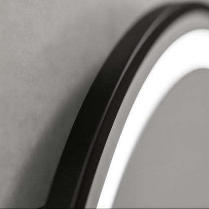 Oglinda LED Rotunda, 70cm, Celeste Majeste Noir MotionGlow Marcello, Sistem Dezaburire, Ceas & Termometru, Dimabila