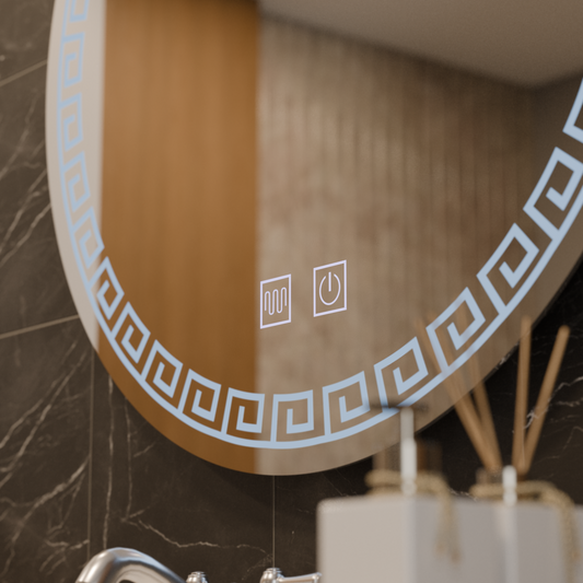 Oglinda LED Rotunda, 80cm, Orhina Touch, Sistem Dezaburire, Dimabila, E40S/80X80 – oglindă LED, 80x80 cm, 80 cm – RegalS