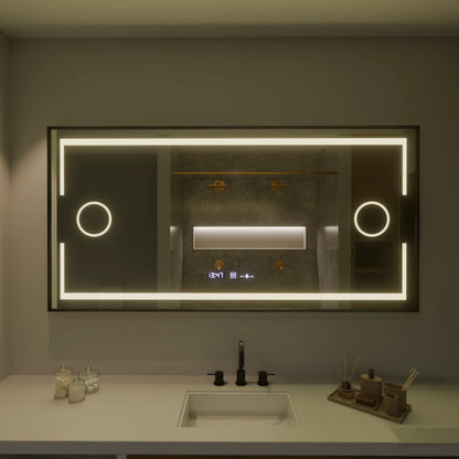 Oglinda LED Rectangulara, 160x80cm, Senzor MotionGlow Marcello, Sistem Dezaburire, Ceas & Termometru, Lupa Cosmetica, Dimabila