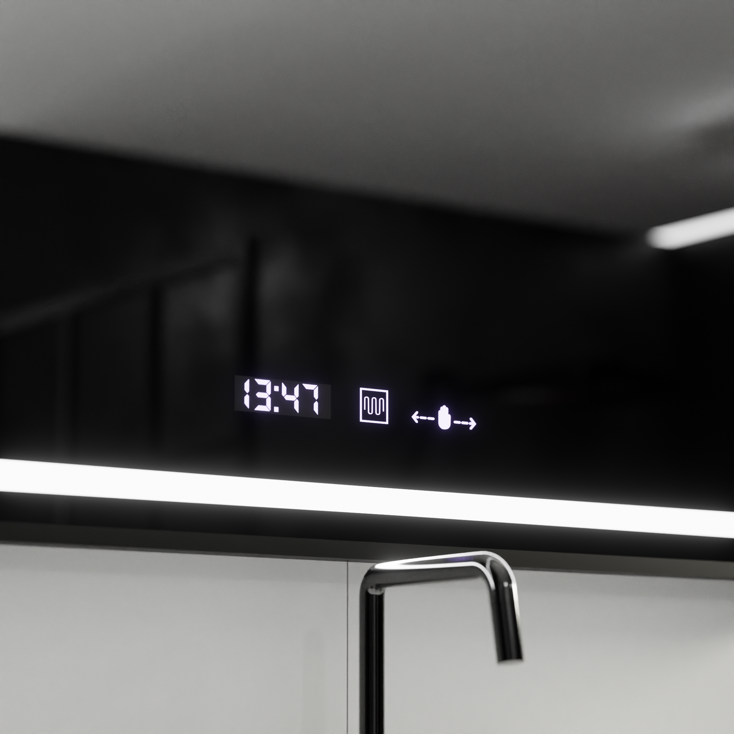 Oglinda LED Rectangulara, 120x80cm, Raggio Motion Glow Marcello, Sistem Dezaburire, Termometru si Ceas, Dimabila