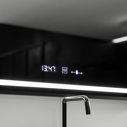 Oglinda LED Rectangulara, 120x80cm, Raggio Motion Glow Marcello, Sistem Dezaburire, Termometru si Ceas, Dimabila