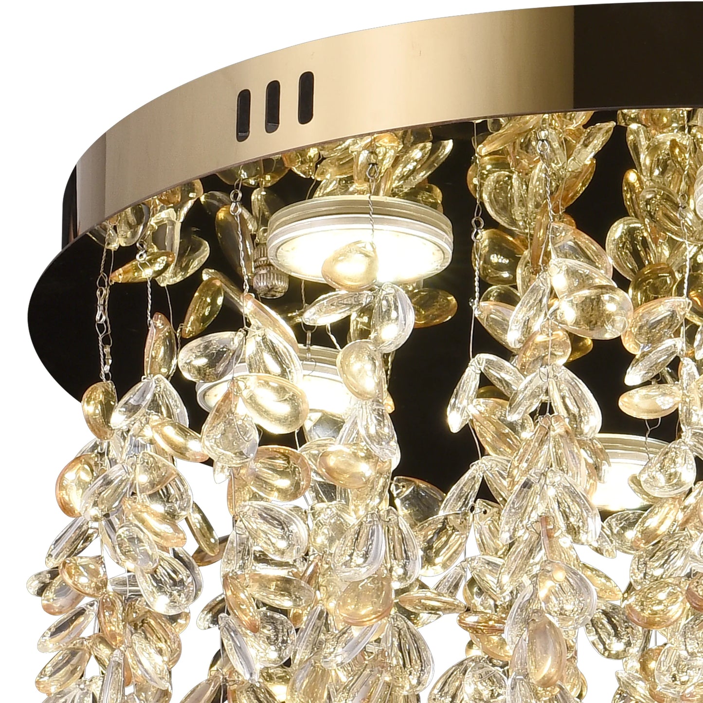 Candelabru LED Cristal LLC213/400GD Rotund, 22W, Lumina Rece/Calda/Neutra, Cristal, Auriu