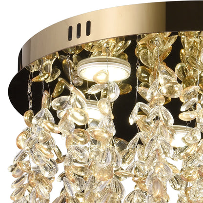 Candelabru LED Cristal LLC213/400GD Rotund, 22W, Lumina Rece/Calda/Neutra, Cristal, Auriu